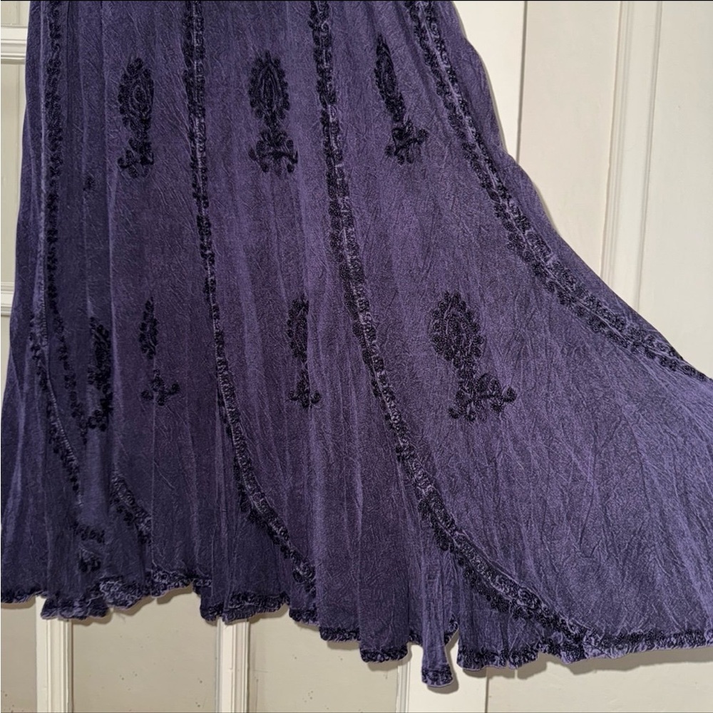 Vintage purple burnout embroidered flounce dress - Picture 4 of 6